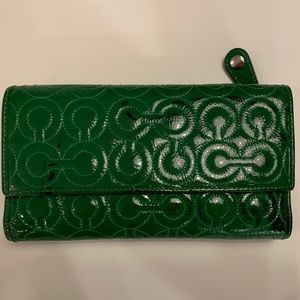 Coach Green checkbook wallet